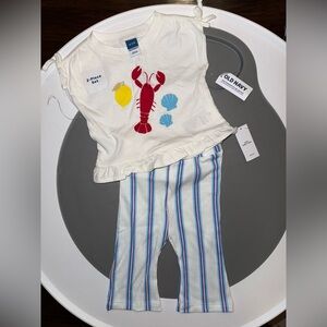 Old Navy White Lobster and Shell Print Set, Lemon